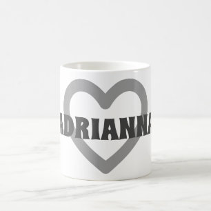 Personalised Name Simple Grey Heart Outline Coffee Mug