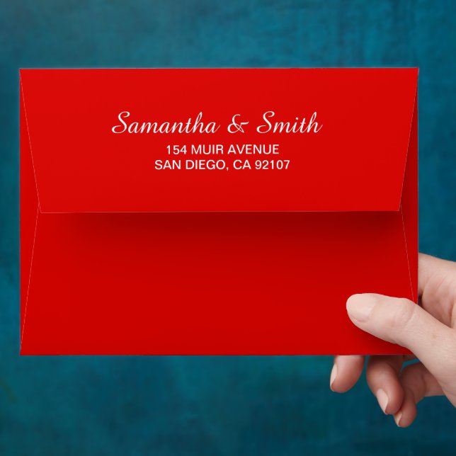 Personalised Name Simple Minimal Elegant Red Colou Envelope (Hand)
