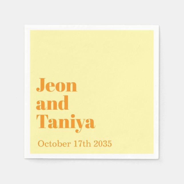 Personalised Name Simple Modern MInimal Wedding  N Napkin (Front)