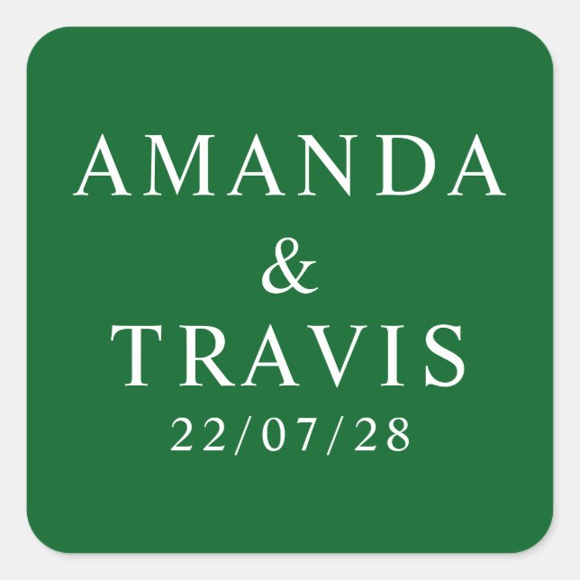 Personalised Name Simple Modern Minimal Wedding   Square Sticker (Front)