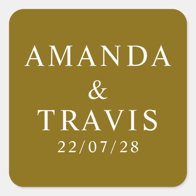Personalised Name Simple Modern Minimal Wedding   Square Sticker (Front)