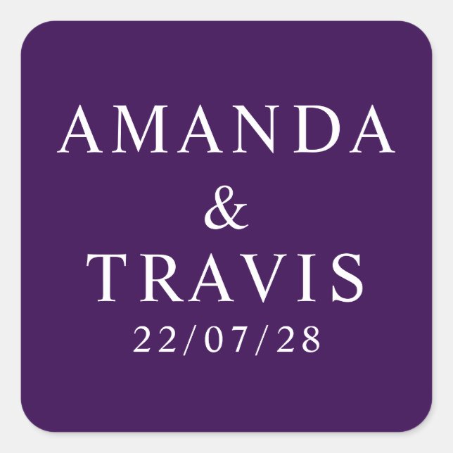 Personalised Name Simple Modern Minimal Wedding   Square Sticker (Front)
