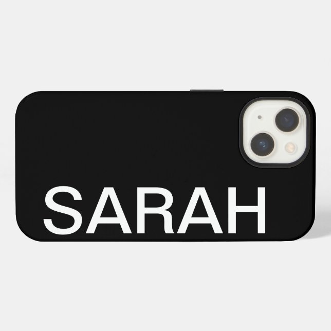 Personalised Name Simple Stylish Modern Black  iPhone Case (Back Horizontal)