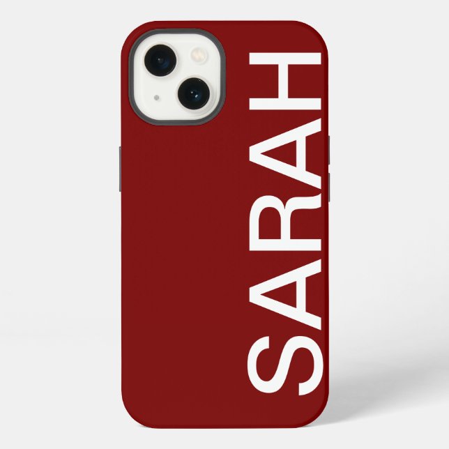 Personalised Name Simple Stylish Modern Cherry Red iPhone Case (Back)