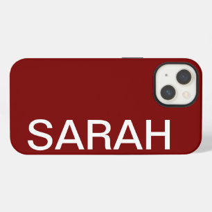 Personalised Name Simple Stylish Modern Cherry Red iPhone 13 Case
