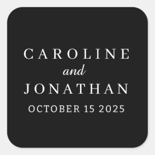 Personalised Name Simple Stylish Modern Wedding Square Sticker