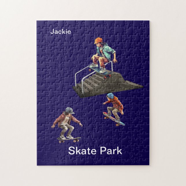 Personalised name skateboarders jigsaw puzzle (Vertical)