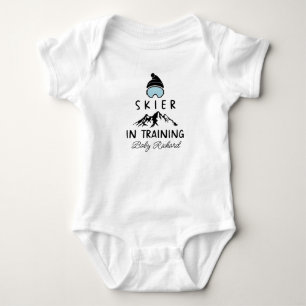 Personalised Name Skier in Training Ski Baby Bodysuit