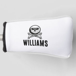 Personalised Name Skull Golf Ball And Crossbones Golf Head Cover