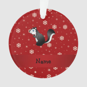 Personalised name skunk red snowflakes ornament