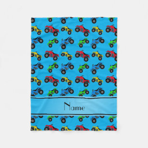 Personalised name sky blue atv pattern fleece blanket