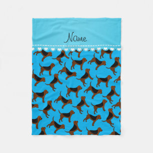 Personalised name sky blue bloodhound dogs fleece blanket