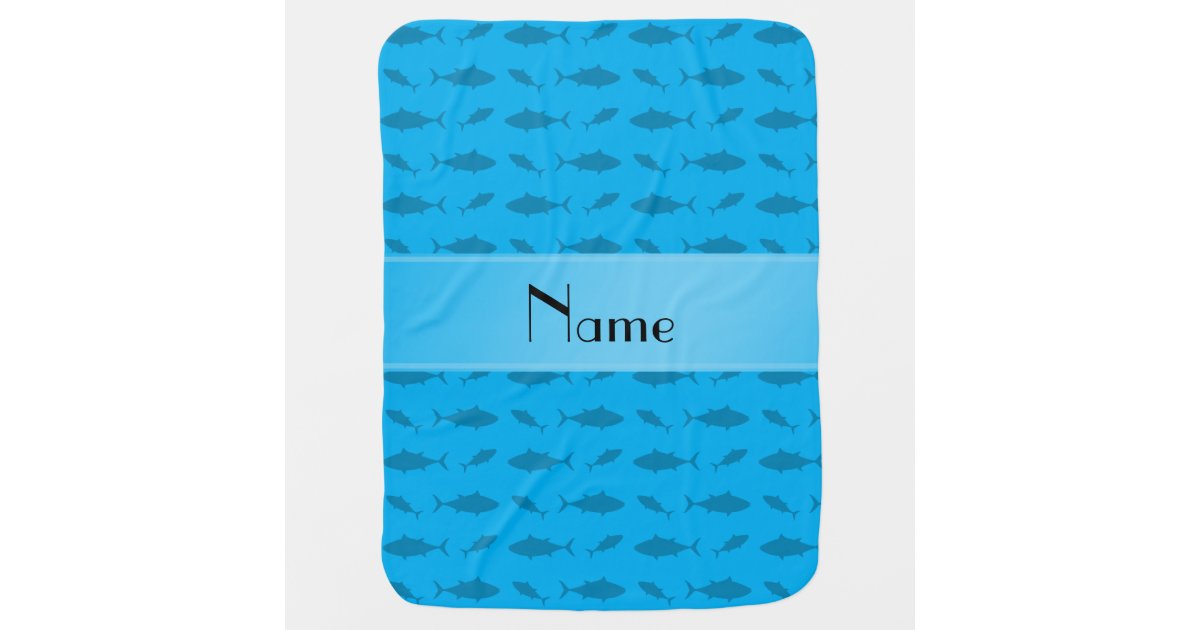 Personalised name sky blue bluefin tuna pattern baby ...