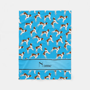 Personalised name sky blue brittany spaniel dogs fleece blanket