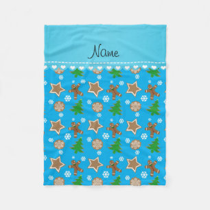 Personalised name sky blue christmas cookies fleece blanket