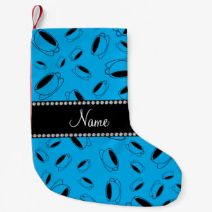Personalised name sky blue coffee cup small christmas stocking
