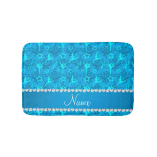 Personalised name sky blue damask gymnastics bath mat