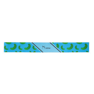 Personalised name sky blue green pickles satin ribbon