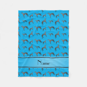 Personalised name sky blue Greyhound dogs Fleece Blanket