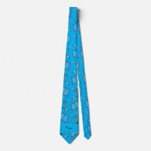 Personalised name sky blue hockey pattern tie