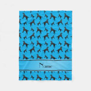 Personalised name sky blue Labrador Retriever dogs Fleece Blanket