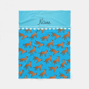 Personalised name sky blue malinois dogs fleece blanket