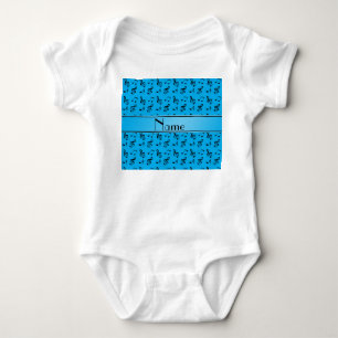 Personalised name sky blue music notes baby bodysuit