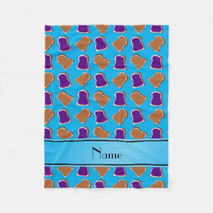 Personalised name sky blue peanut butter jelly fleece blanket