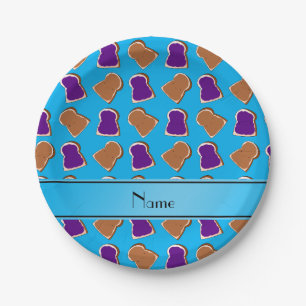 Personalised name sky blue peanut butter jelly paper plate