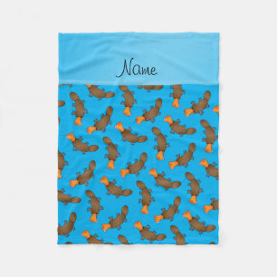 Personalised name sky blue platypus pattern fleece blanket
