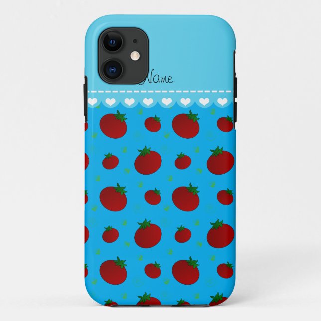 Personalised name sky blue red tomatoes Case-Mate iPhone case (Back)