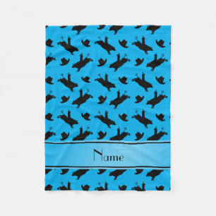 Personalised name sky blue rodeo bull riding fleece blanket