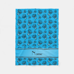 Personalised name sky blue sugar skulls fleece blanket