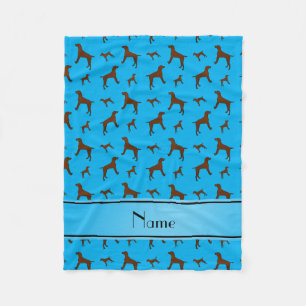 Personalised name sky blue Vizsla dogs Fleece Blanket