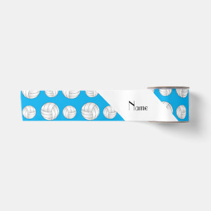 Personalised name sky blue volleyball balls satin ribbon