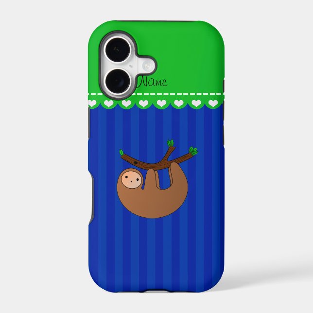 Personalised name sloth blue stripes (Back)