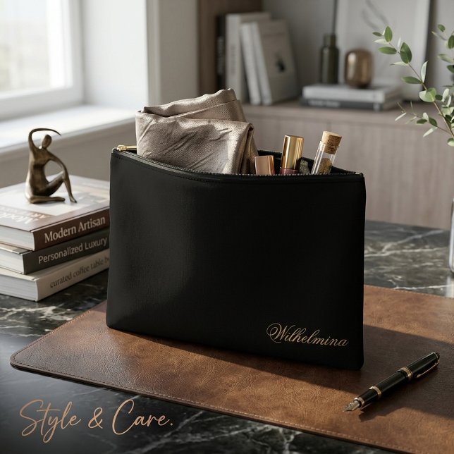 Personalised Name Small Multi Purpose Black Accessory Pouch (Personalized Name Small Multi Purpose Black Accessory Pouch)