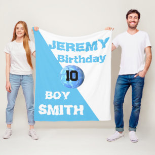 Personalised name soccer birthday sport fleece blanket