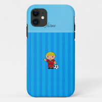 Personalised name soccer player sky blue stripes