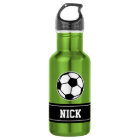 Personalised name soccer sports water bottle