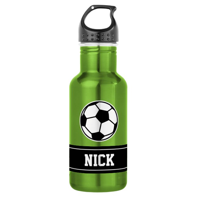 Personalised name soccer sports water bottle (Front)