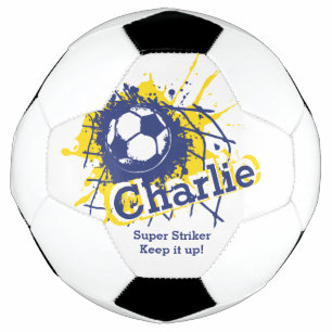 Personalised name soccer strike goal blue graphic football