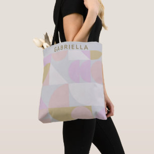 Personalised Name Soft Pastel Geometric Chic Tote Bag
