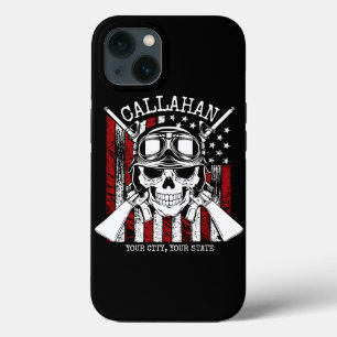 Personalised NAME Soldier Skull Dual Guns USA Flag iPhone 13 Case