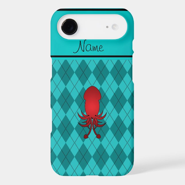 Personalised name squid turquoise argyle iPod touch (5th generation) cover (Back)