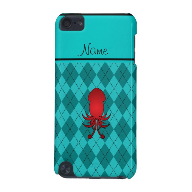 Personalised name squid turquoise argyle iPod touch (5th generation) cover (Back)