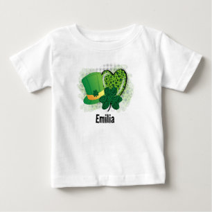 Personalised Name St Patricks Day Shamrock Clover Baby T-Shirt
