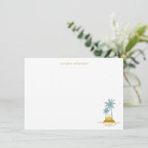 Personalised Name Stationery Beach Palm Tree Cute Card