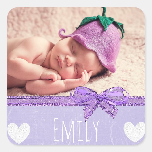 Personalised Name  Sticker with your baby's photo (Front)