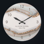 Personalised Name Stone Marble Agate  Large Clock<br><div class="desc">Designed to coordinate with our Agate Business Collection,  this wall clock features gorgeous marble agate background with your own business name. For more advanced customisation of this design,  e.g. changing layout,  font or text size please click the "CUSTOMIZE" button above. Please contact me for any questions!</div>